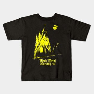 Black Metal Burning Church (yellow version) Kids T-Shirt